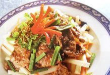 Tim gan bò xào ngó sen